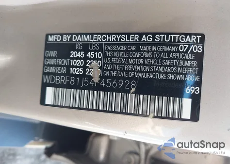 2004 Mercedes-Benz C 240 4Matic z USA, uszkodzony, nr VIN WDBRF81J54F456928